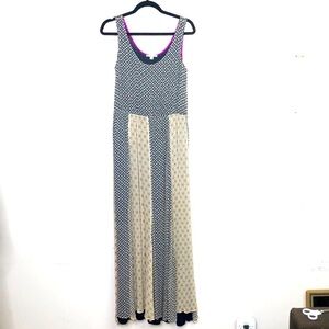 ELLA Moss color block floral print silk dress